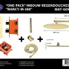 One-Pack inbouw-regendoucheset Muuruitloop 300mm Rond Mat-Goud