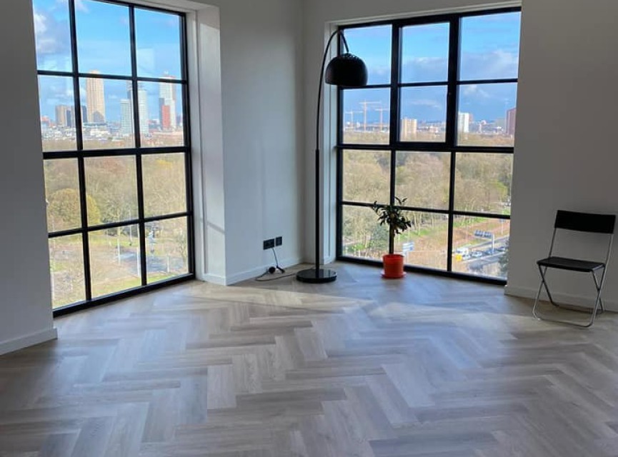 BONN Herringbone Visgraat PVC Click vloer met kurklaag beige