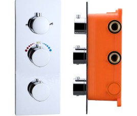 Inbouw thermostaat en Inb.box 3 weg 1/2 ronde knoppen