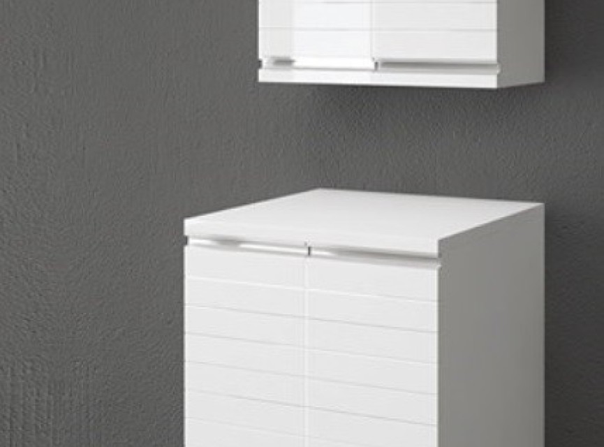 Artes Wasmachine Kast + Bovenkast / Hoogglans Wit