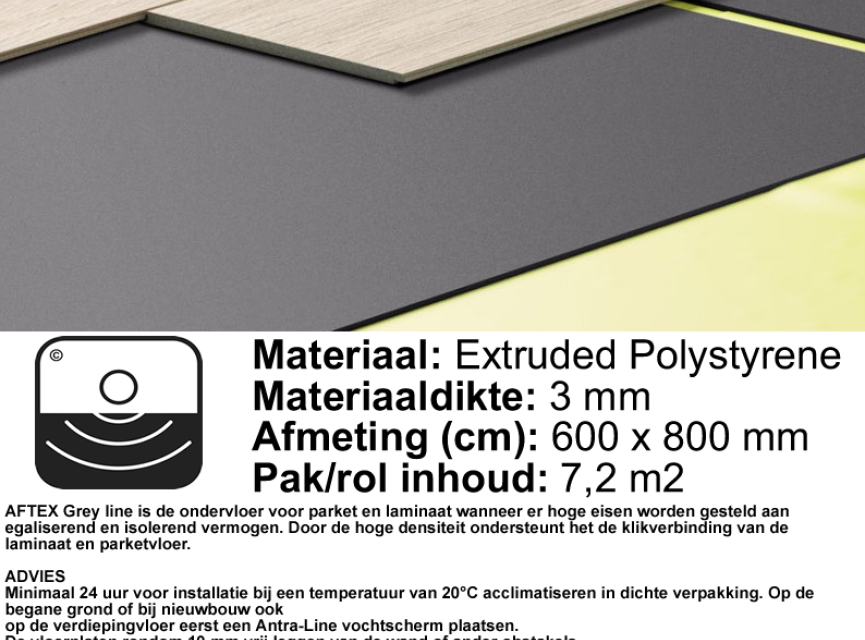 Aftex Geluiddempend ondervloer 3mm - Egaliserend 