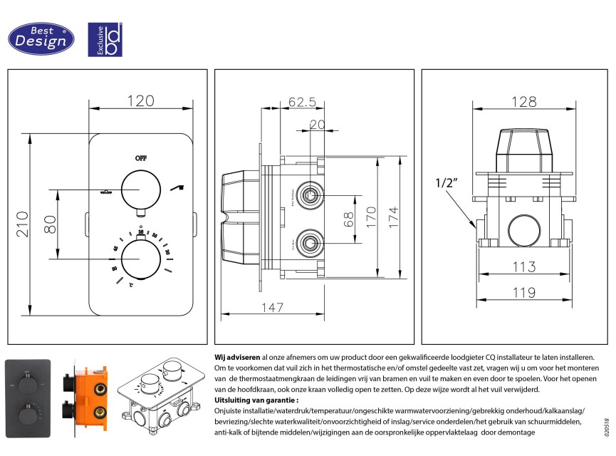 One-Pack inbouw-regendoucheset Muuruitloop 300mm Rond Mat Zwart
