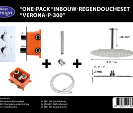 One-Pack inbouw-regendoucheset Plafonduitloop 300mm Rond