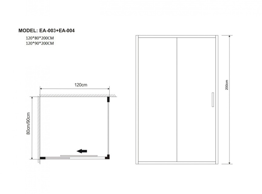 Florence Douchecabine Brescia 120×80cm Chroom