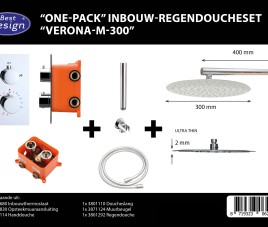 One-Pack Inbouw-Regendoucheset Muuruitloop 300mm Rond