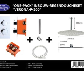 One-Pack inbouw-regendoucheset Plafonduitloop 200mm Rond
