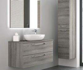 GENIOUS / GREY ASH Badmeubel Met Waskom 80 Cm ( Onderkast + Topblad + Waskom )