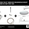 One-Pack inbouw-regendoucheset Pull and Push Muuruitloop 300mm Rond RVS