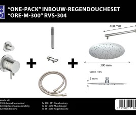 One-Pack inbouw-regendoucheset Pull and Push Muuruitloop 300mm Rond RVS