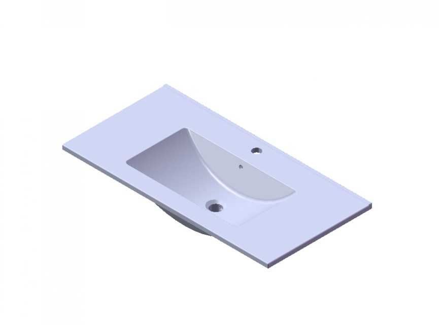 Florence Wastafel Parijs 90cm Met Kraangat Mat wit