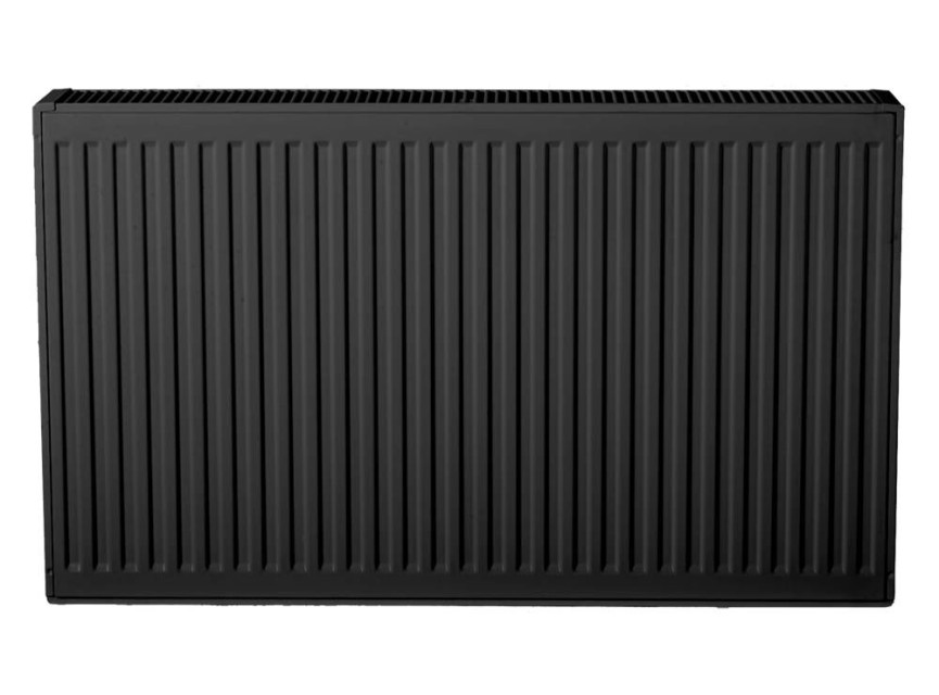 50x140 cm Type 22 - 2612 Watt - Oppio Paneelradiator Compact 6 geribbelde voorzijde - Mat Zwart (Ral 9005)