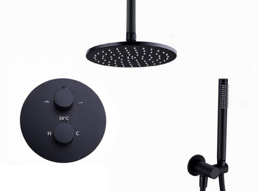 Florence Showerset Milaan Rond 10 Inch Plafond Zwart