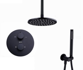Florence Showerset Milaan Rond 12 Inch Plafond Zwart