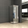 Uni douchecabine met 2 draaideuren 90x90 cm mat zwart met helder glas 8mm NANO
