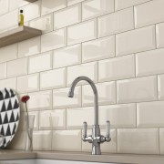 Metro Tegel / Wandtegel 10x20 Hoogglans Creme / Beige - Metrotegel