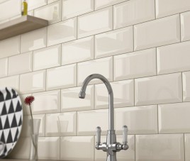 Metro Tegel / Wandtegel 10x20 Hoogglans Creme / Beige - Metrotegel