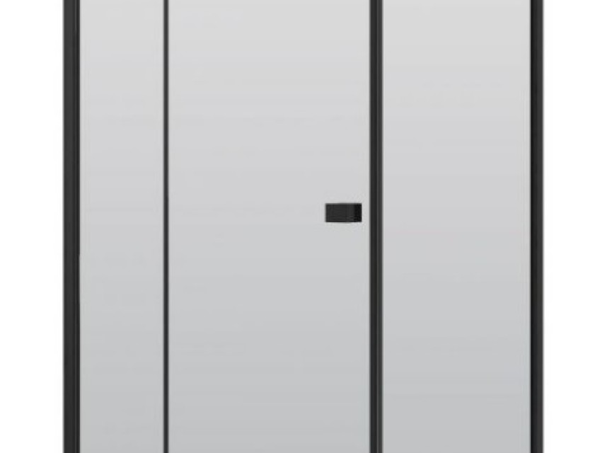 Servie MAT ZWART / Rechthoek cabine met 2 deuren 90x100x200 cm NANO glas 6mm