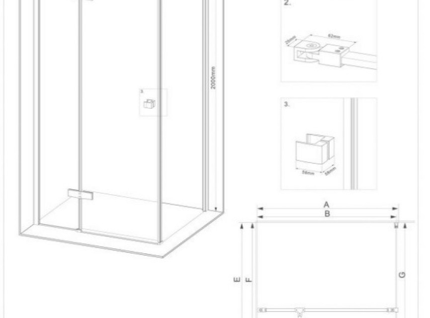Servie MAT ZWART / Rechthoek cabine met 2 deuren 80x100x200 cm NANO glas 6mm