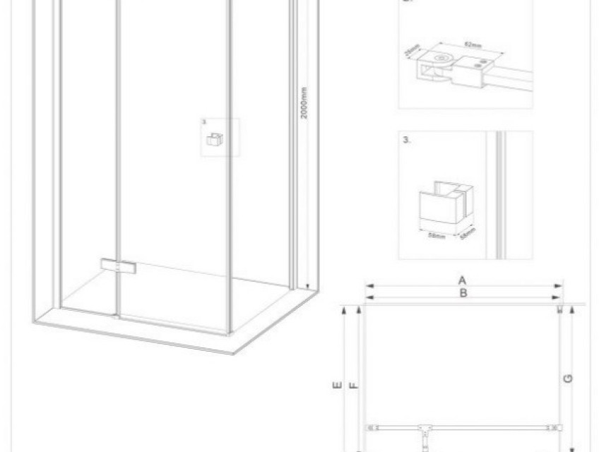 Servie MAT ZWART / Rechthoek cabine met 2 deuren 90x100x200 cm NANO glas 6mm