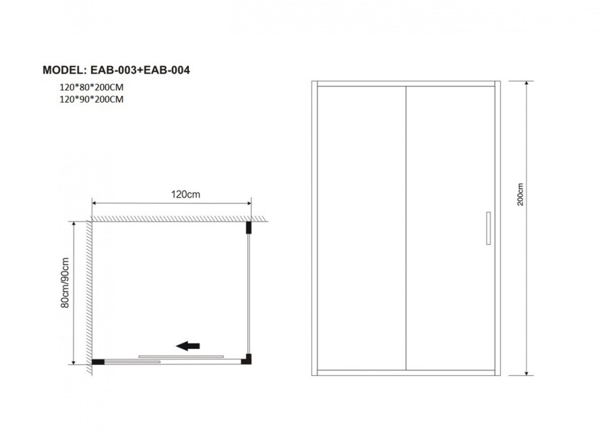Florence Douchecabine Brescia 120×90cm Zwart