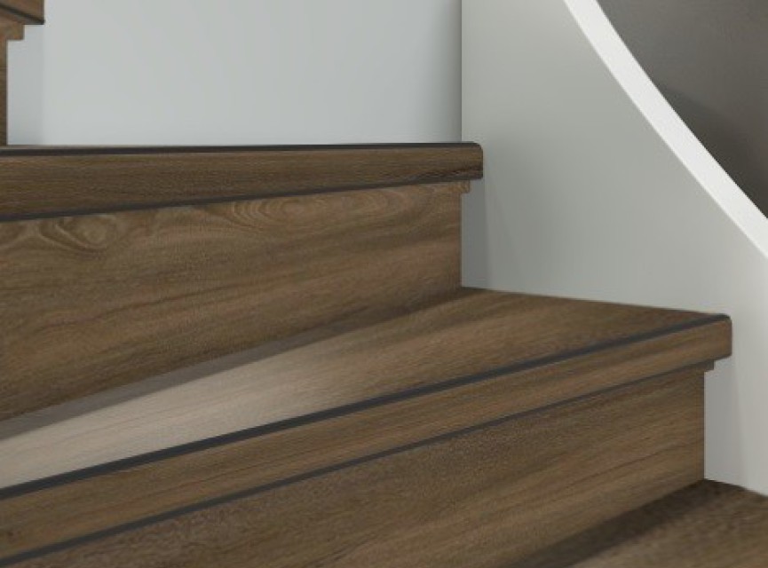 TRAPRENOVATIE SET PADDINGTON WARM BROWN / PVC ( SET Ten behoeve van 4 TRAPTREDES + PROFIELEN )