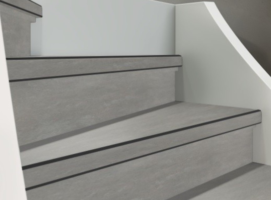 TRAPRENOVATIE SET VICTORIA LIGHT GREY / PVC ( SET Ten behoeve van 4 TRAPTREDES + PROFIELEN )
