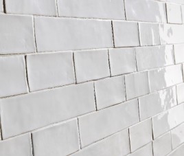 Handmade Wit Hoogglans Wandtegel / Metro tegel / 7,5 x 30 / tbv Woonkamer muur / Badkamer / Toilet / Winkelruimte