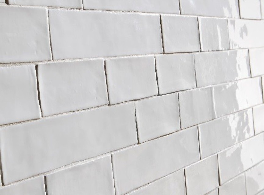 Handmade Wit Hoogglans Wandtegel / Metro tegel / 7,5 x 30 / tbv Woonkamer muur / Badkamer / Toilet / Winkelruimte