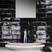 Handmade Zwart Hoogglans Wandtegel / Metro tegel / 7,5 x 30 /  tbv Woonkamer muur / Badkamer / Toilet / Winkelruimte