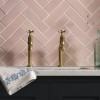 Handmade Pink / Roze MAT Wandtegel / Metro tegel / 7,5 x 30 / tbv Woonkamer muur / Badkamer / Toilet / Winkelruimte