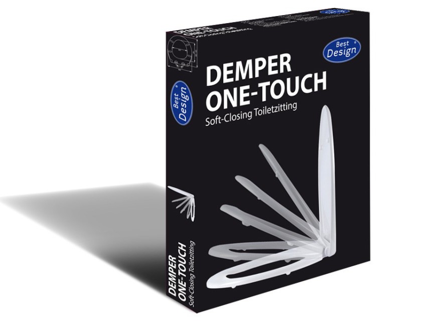 Demper one-touch soft-closing toiletzitting