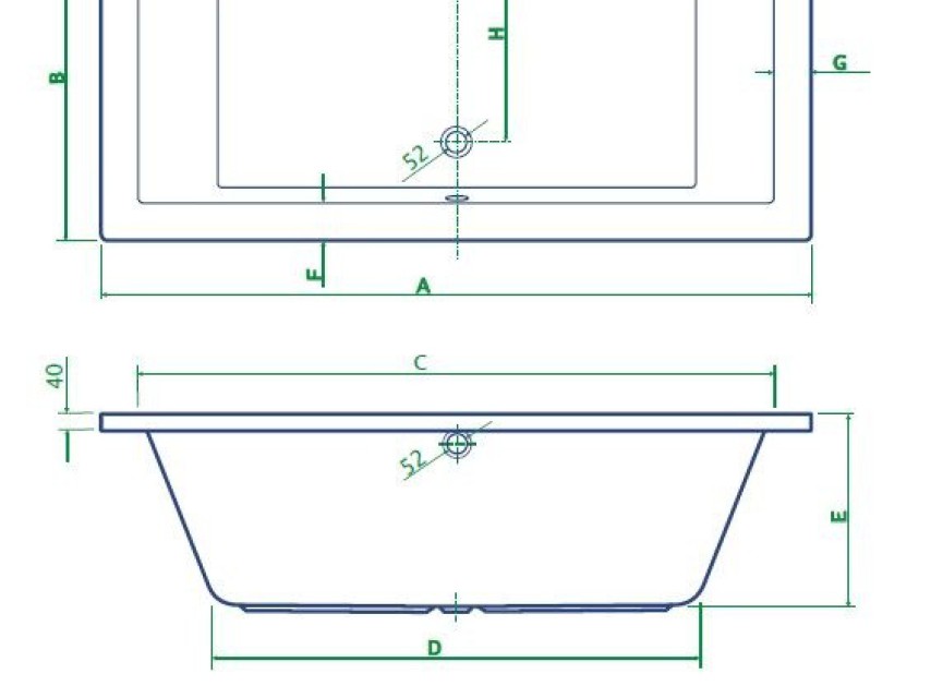 Lounge-180 bad 180x80x49cm zonder poten