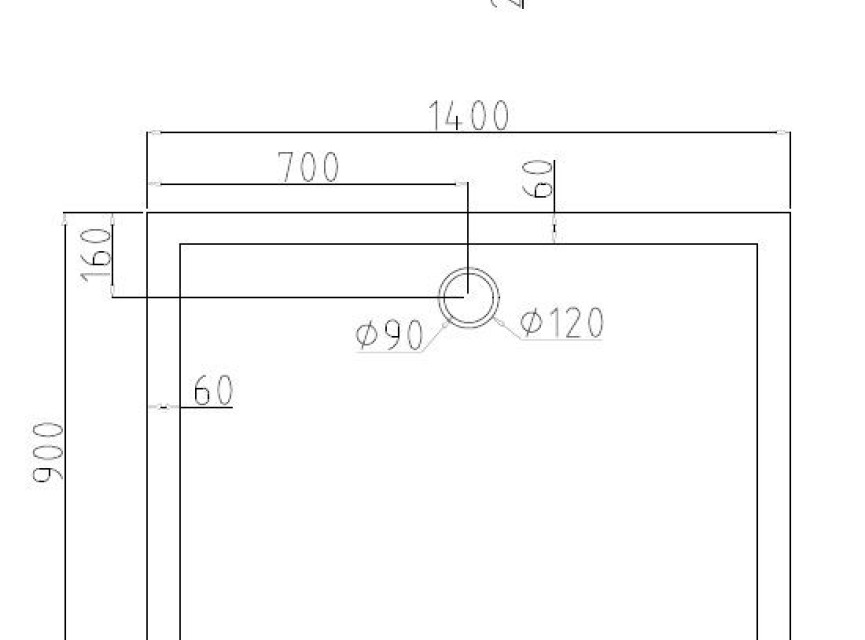 Dona lage rechthoekige douchebak 140x90x4cm