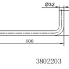 vloerbuis chroom 800x200x32 mm