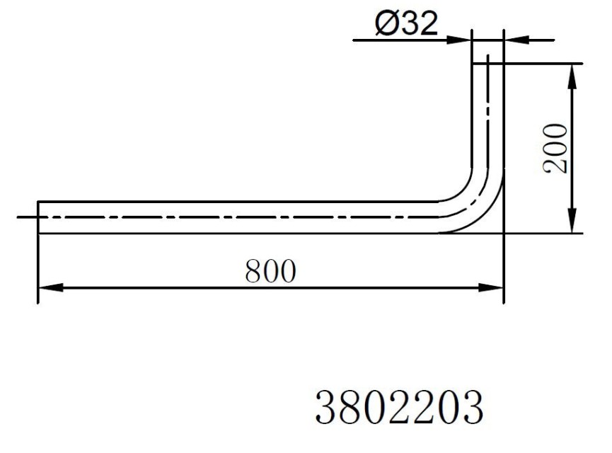 vloerbuis chroom 800x200x32 mm