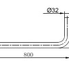 Ore vloerbuis RVS-304 800x200x32 mm