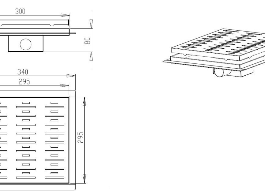 N-Square doucheput met flens 30x30x7.7cm