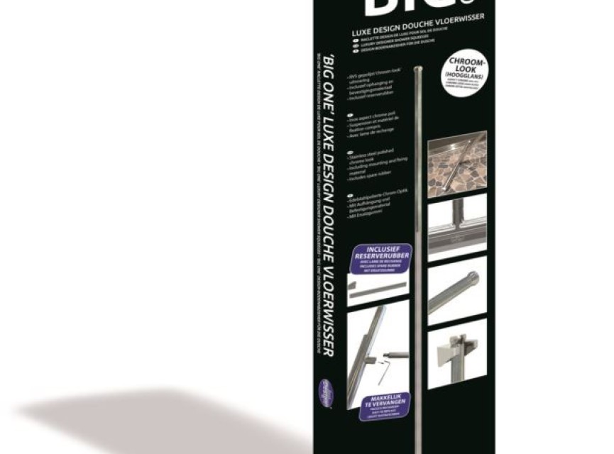 Big-One luxe design douche vloerwisser incl.safety grip Chr / RVS