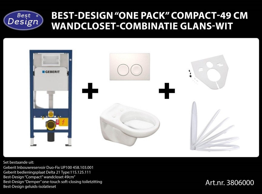 One pack Compact-49 cm wandcloset-combinatie wit