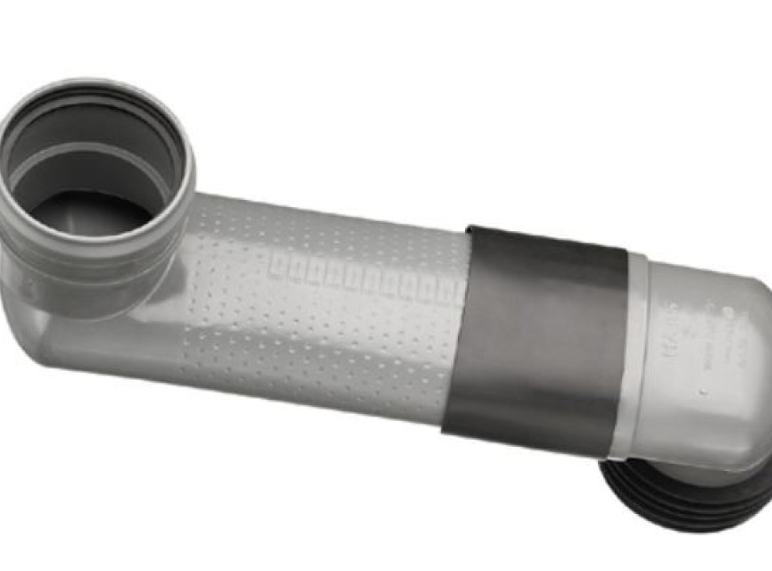 PVC ruimtebesparende verloopbocht horizontaal 110/90 No: 3983