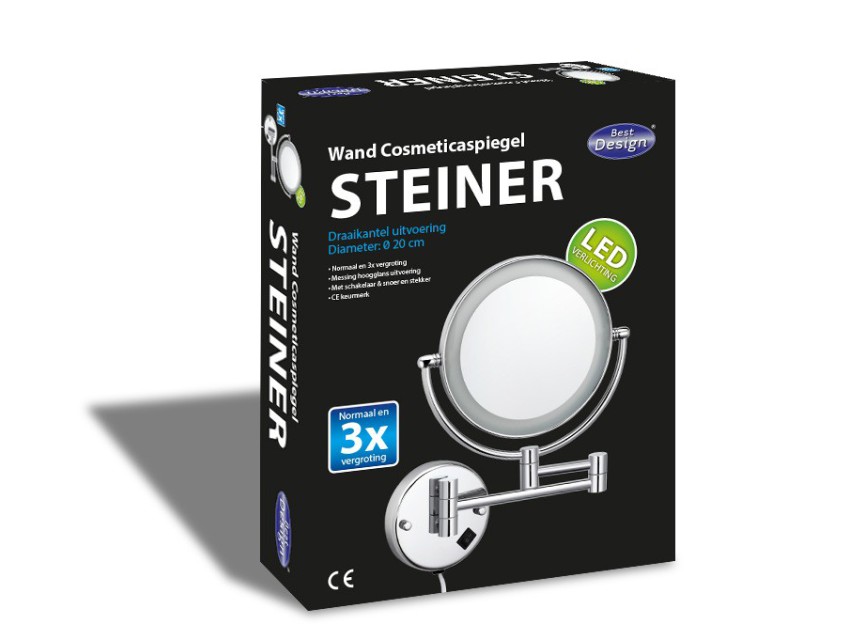 Steiner wand cosmeticaspiegel incl. LED verlichting chroom