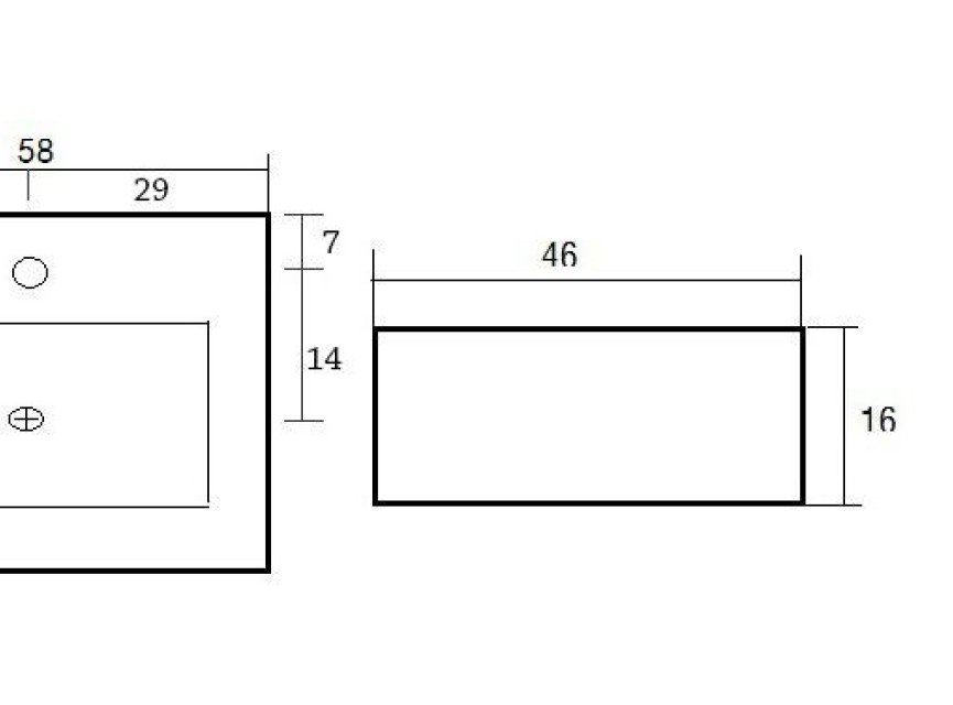 Feel wastafel 58x46x16cm m/1krg