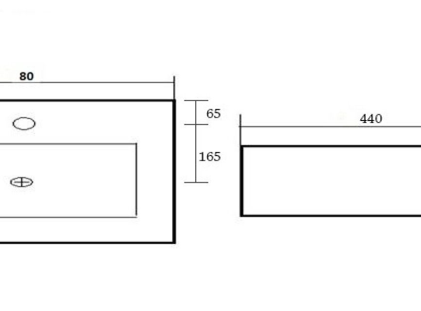 Feel Wastafel 80x44x15cm m/1krg