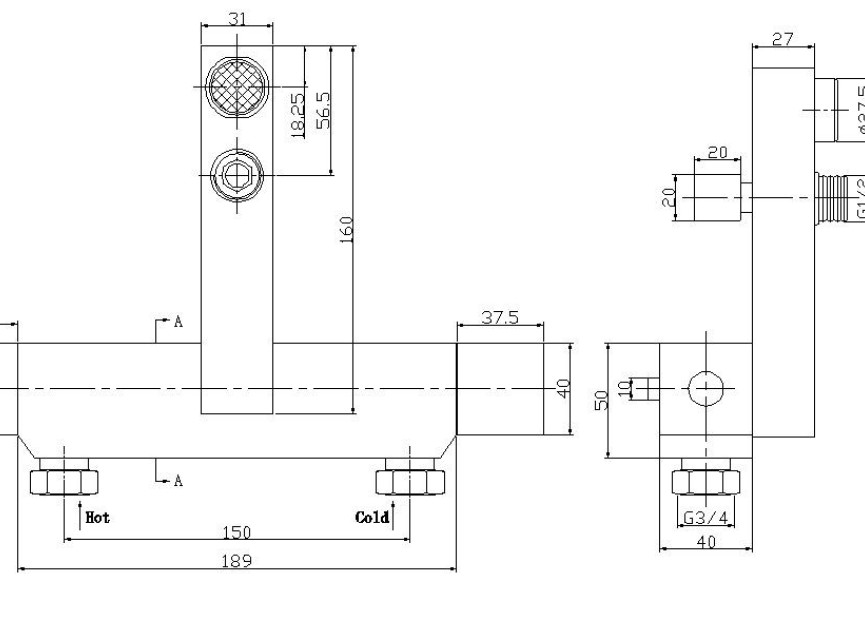Square Badthermostaat rvs--look