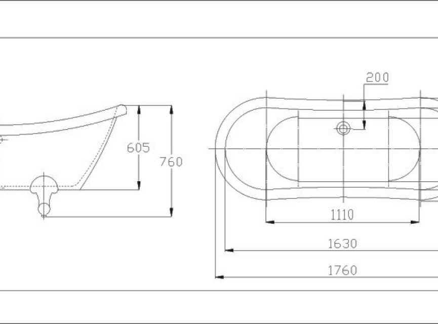 Double-Ended-Slip nostalgisch bad 176x70x76 cm inclusief poten