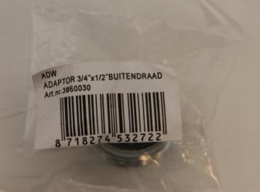 verloopkoppeling 1/2 x 3/4 inch tbv. onderblok