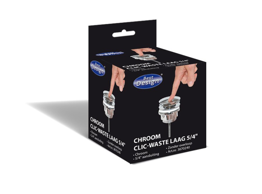 Laag clic-waste z/overloop 5/4