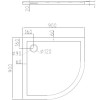 Dona lage douchebak 1/4 rond 90x90x4cm R=550