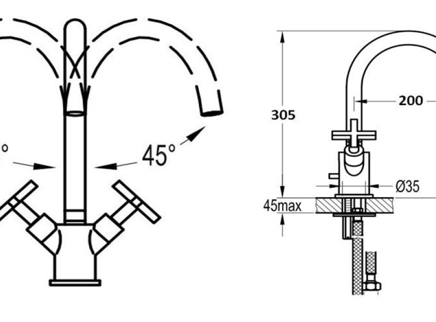 New-Jax keukenmengkraan H=30cm