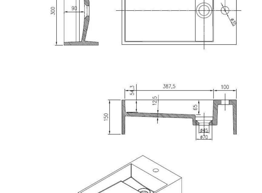 U50 wastafel Just-Solid 50x30x15cm